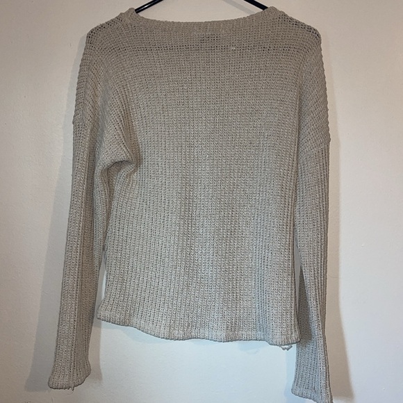🌹Gilli Knotted Bottom Cream Knit Sweater - Picture 4 of 6